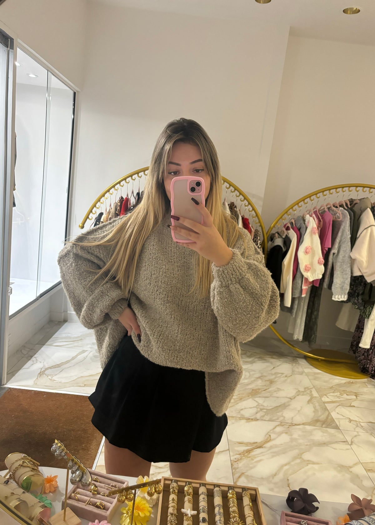 Pull bouclettes beige