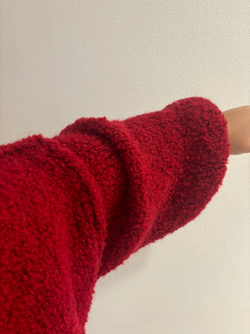 Pull bouclettes rouge